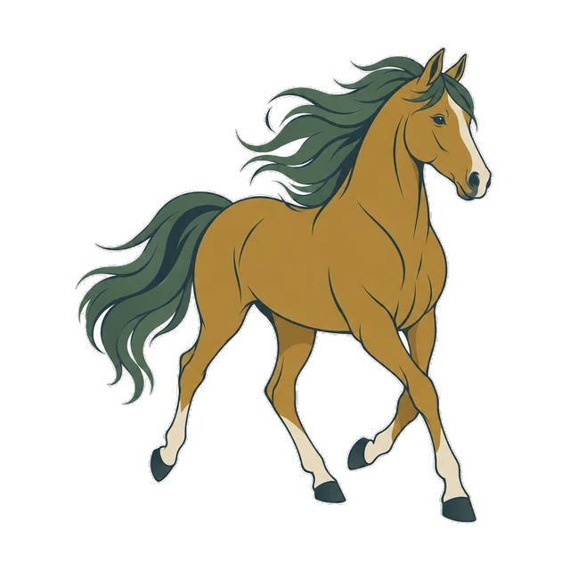 Illustration of a horse, the seventh animal of the Chinese zodiac