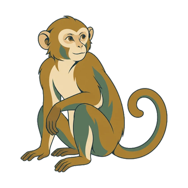 Illustration of a monkey, the ninth animal of the Chinese zodiac