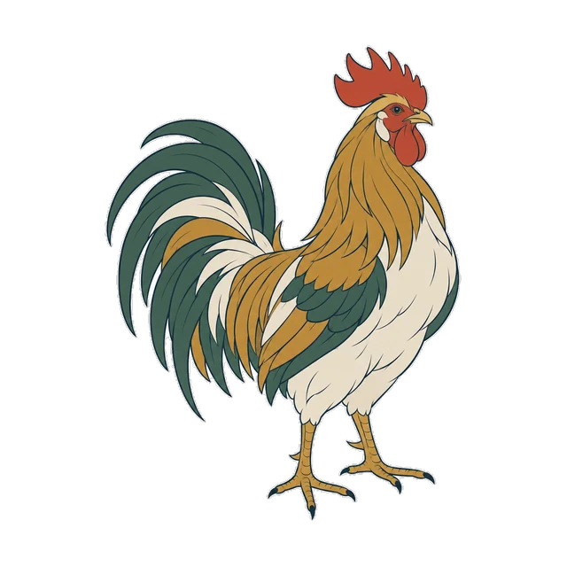 Illustration of a rooster, the tenth animal of the Chinese zodiac