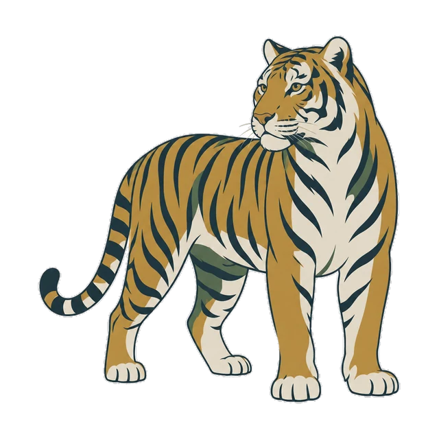 Illustration of a tiger, the third animal of the Chinese zodiac